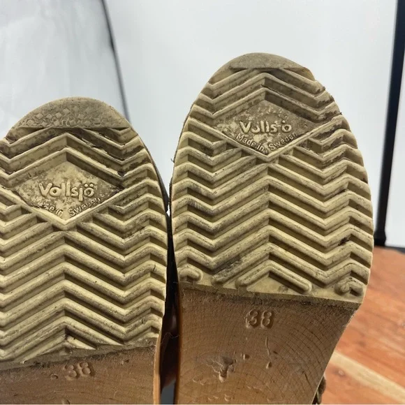 Sven Made in USA Taupe Leather Clogs heels Sz 38 7.5-8 - Picture 9 of 9